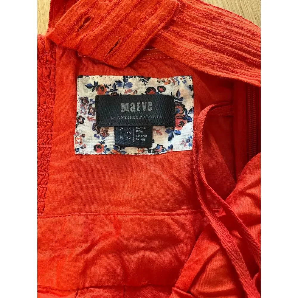 Maeve Anthropologie | Size 10 Proust Wide-Leg Twist Top Halter Jumpsuit Orange